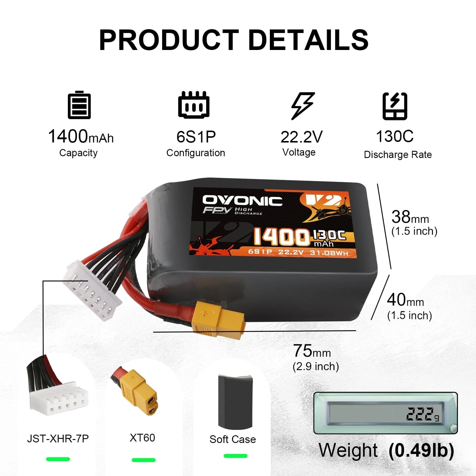 Batterie LiPo Ovonic 6S 22,2V  - Drone Battery Bag avis et prix
